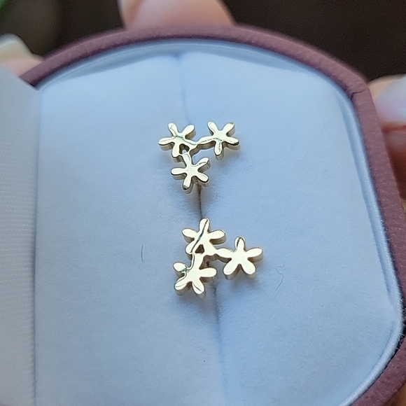 Dainty Flower Cluster Stud Earrings, choice of color - Picture 3 of 5